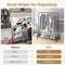 CostwayIndustrial Metal Garment Rack Heavy Duty Floor Cloth Rack w/ Shoe Storage Shelf